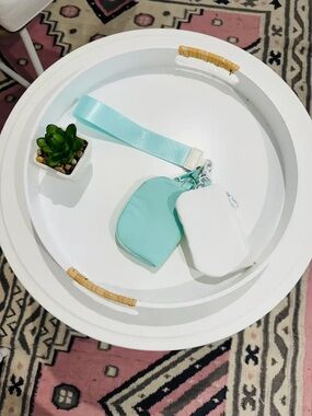 Mint/white Dual Pouch Wristlet